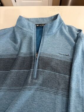 Travis Mathew Men's Light Blue to Navy Ombre Zip-Up Sweater